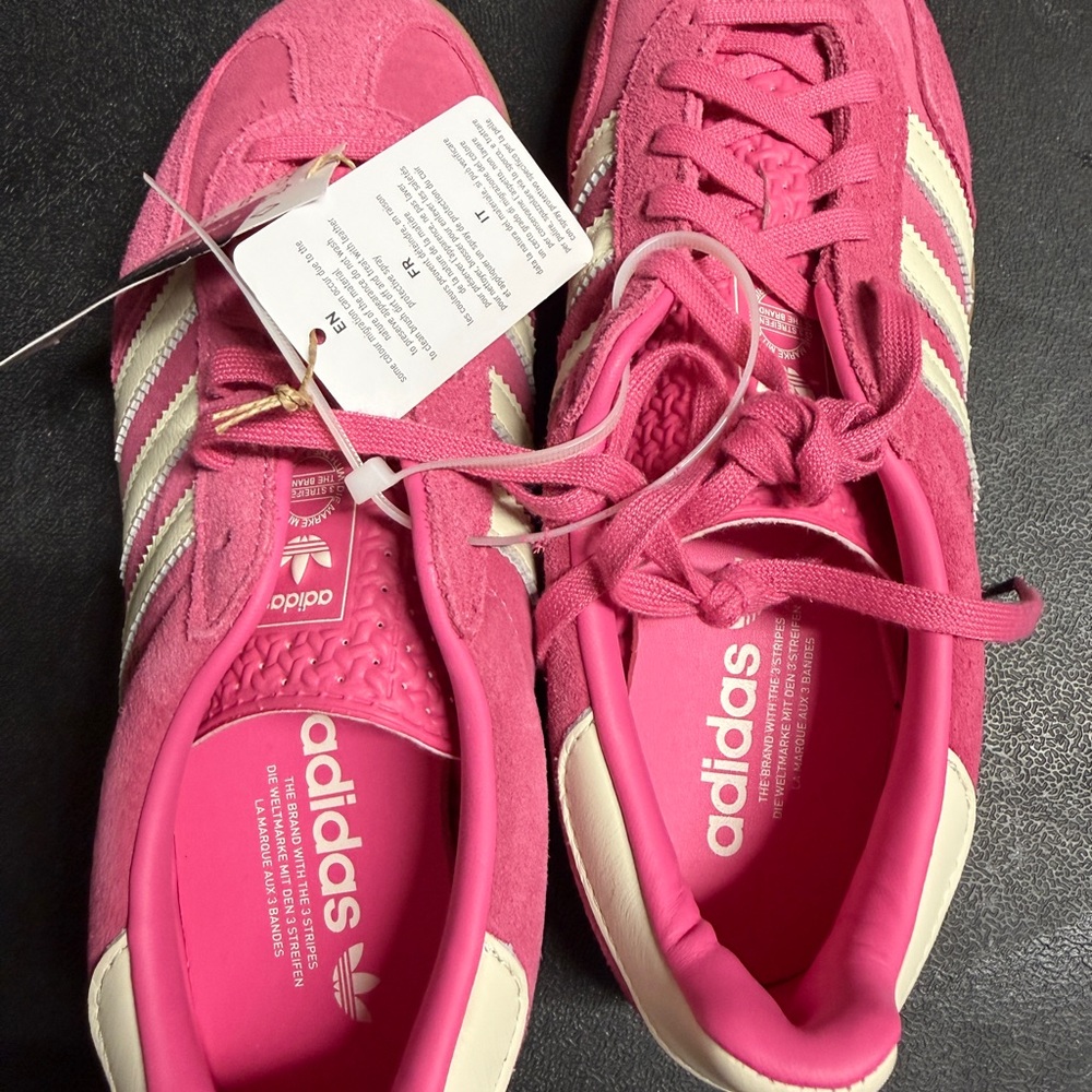 Adidas Women's Bright Pink and White Sneakers